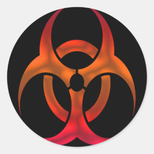 Sticker Rond Risque de bio rouge électrique