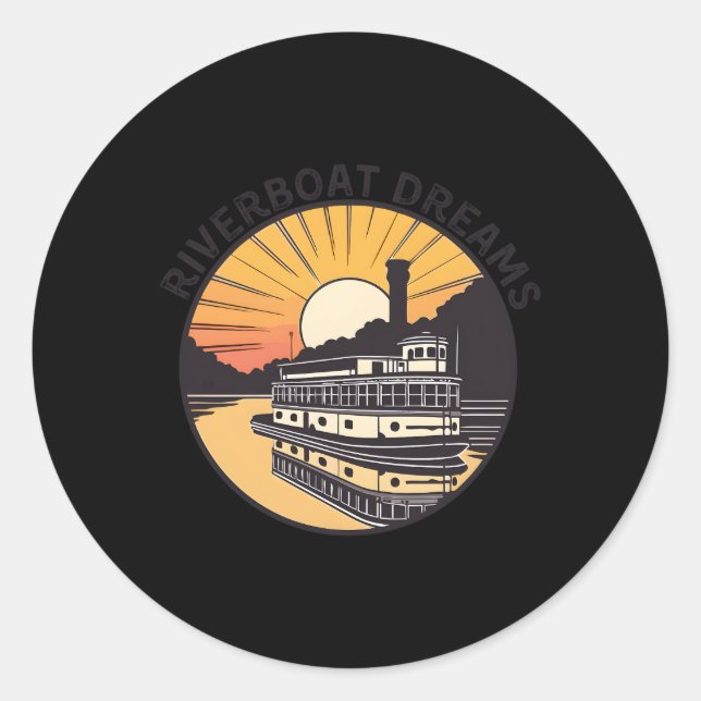 Sticker Rond Riverboat Dreams Adventure Inspiration (Devant)