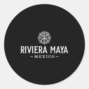 Sticker Rond Riviera Maya Mexique Rétro Sun Vacances Souvenir