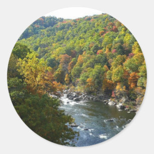Sticker Rond Rivière Ohiopyle en automne II Pennsylvanie Automn