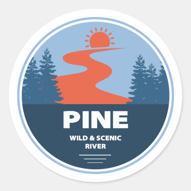 Sticker Rond Rivière Pittoresque Et Sauvage De Pins (Devant)