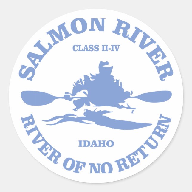 Sticker Rond Rivière saumon (kayak) (Devant)