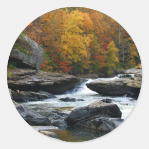 Sticker Rond Rivière Virginie-Occidentale à l'automne