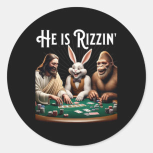 Sticker Rond Rizz Drôle Il Est Rizzin Jésus