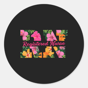 Sticker Rond Rn Aloha Infirmière Fleurs tropicales Été Hawaii R