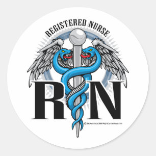 Sticker Rond RN Caduceus Blue