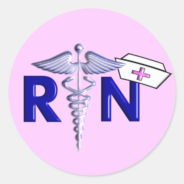 Sticker Rond RN (Infirmière inscrite) Cadeaux de style Embossé (Devant)
