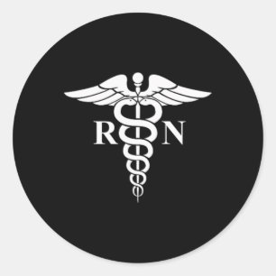 Sticker Rond Rn Nurse Caduceus Symbole Médicale Logo de soins i
