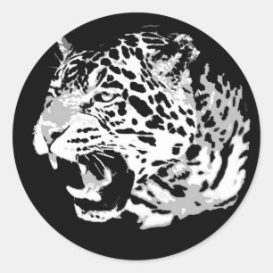 Sticker Rond Roaring Jaguar