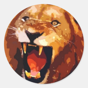 Sticker Rond Roaring Lion