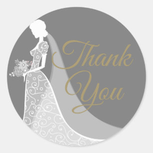 Sticker Rond Robe de dentelle élégante grise et blanche pour la