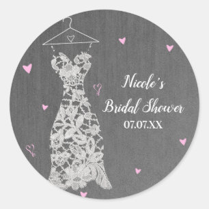 Sticker Rond Robe de dentelle moderne Coeurs roses Fête des mar