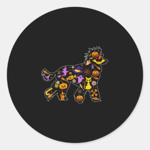 Sticker Rond robe de halloween pour femme chien caniche
