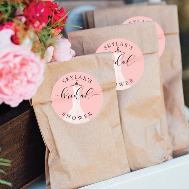 Sticker Rond Robe de mariage vintage Fête des mariées rose (Créateur téléchargé)