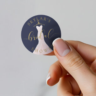 Sticker Rond Robe de mariage vintage Marine & Fête des mariées 