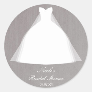 Sticker Rond Robe de mariée Moderne Glamour Enterrement de vie