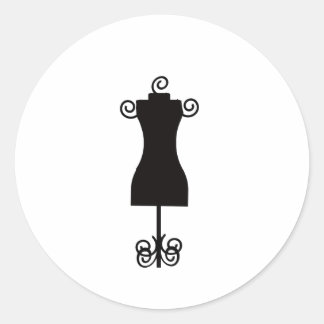 Sticker Rond Robe de mode noir et blanc Mannequin