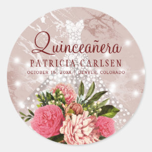 Sticker Rond Robe de princesse en diamant scintillant pour quin