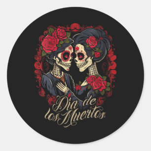 Sticker Rond Robe La Catrina pour femmes Journée de la mode