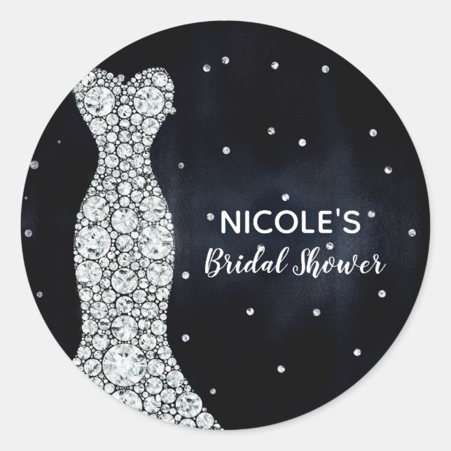 Sticker Rond Robe Mariage Diamant Fête des mariées bleue modern (Devant)