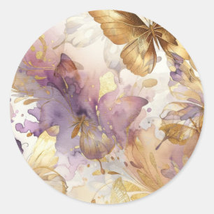 Sticker Rond Robe Papillon Violet & Or Fantaisie Douce 16 ans