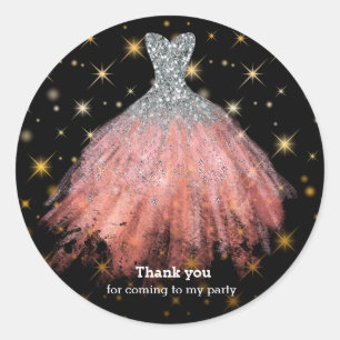Sticker Rond Robe parties scintillant aquarelle