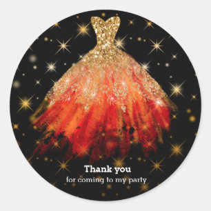 Sticker Rond Robe parties scintillant aquarelle
