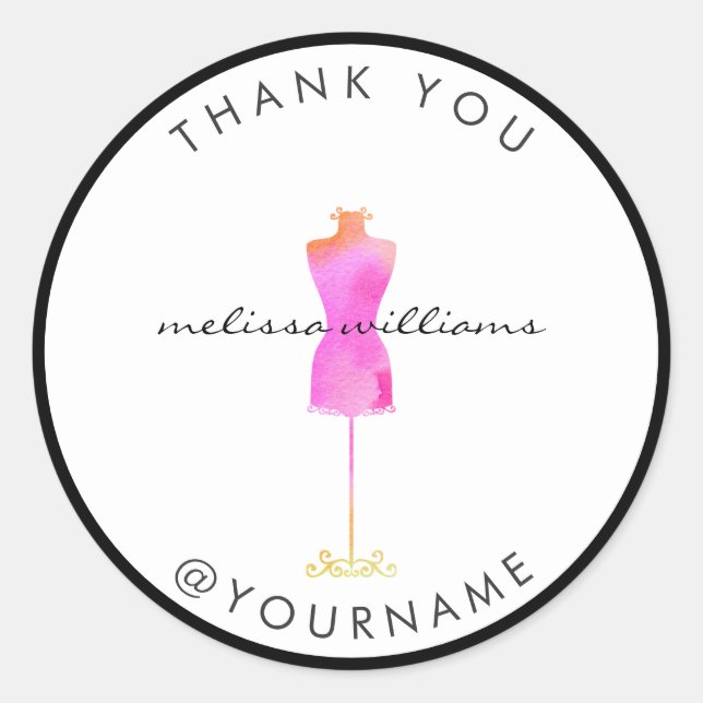 Sticker Rond Robe Rosée Mannequin Poshmark Vendeur (Devant)
