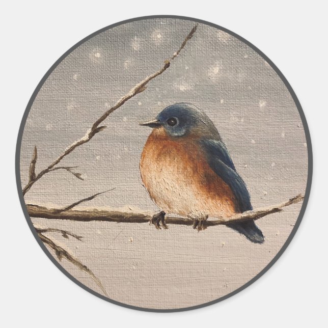 Sticker Rond Robin dans la neige (Devant)