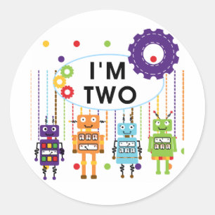 Sticker Rond Robot 2e chemises et cadeaux d'anniversaire