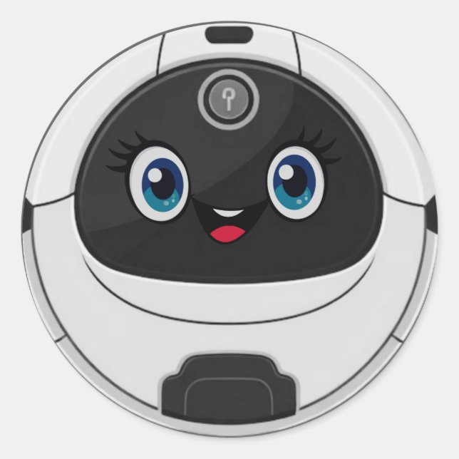 Sticker Rond Robot aspirateur drôle (Devant)