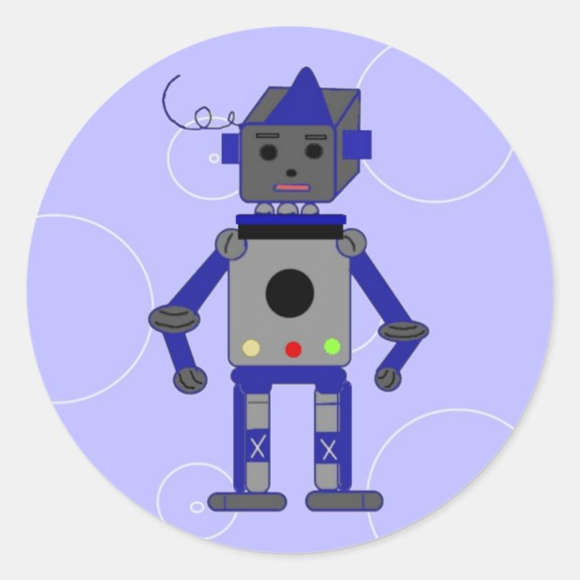 Sticker Rond Robot bleu (Devant)