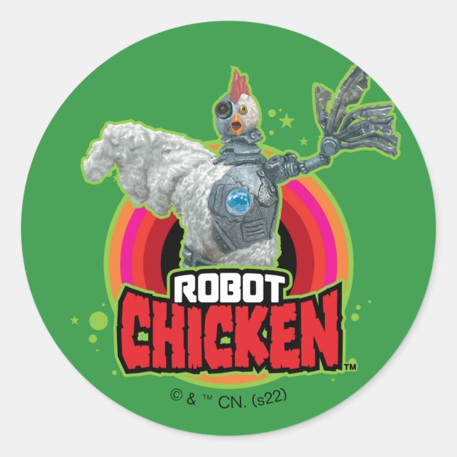 Sticker Rond Robot Chicken Character Logo (Devant)