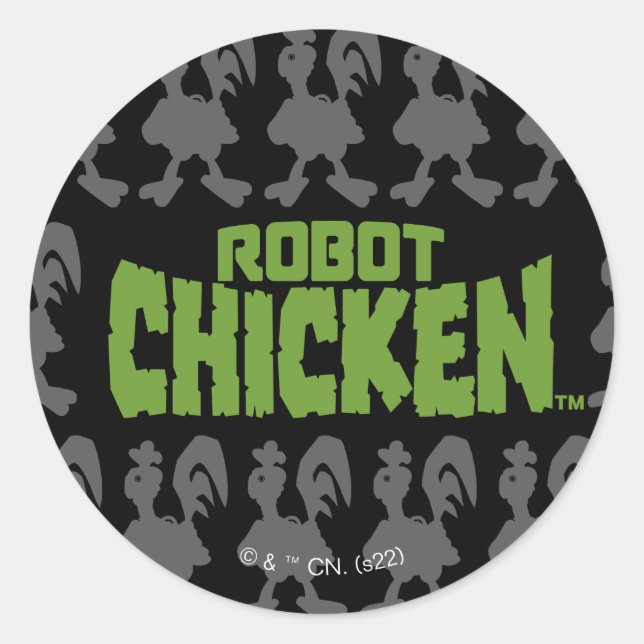 Sticker Rond Robot Chicken Silhouette Pattern (Devant)