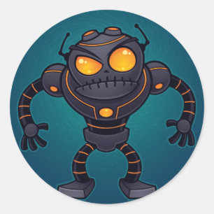 Sticker Rond Robot fâché