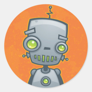 Sticker Rond Robot idiot