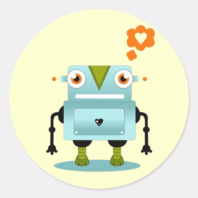 Sticker Rond Robot Love (Devant)