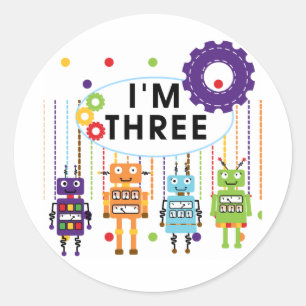 Sticker Rond Robot T-shirts et cadeaux d'anniversaire 3e
