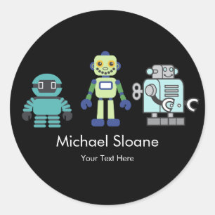 Sticker Rond Robots & Androids Fête d'anniversaire pour enfants
