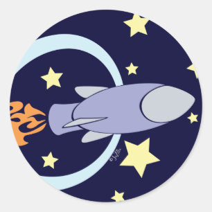 Sticker Rond Roche Bleue Profonde Enfants Espace Rétro