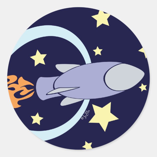 Sticker Rond Roche Bleue Profonde Enfants Espace Rétro (Devant)