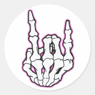 Sticker Rond Rocher de Punk / Cornes de squelette en métal lour