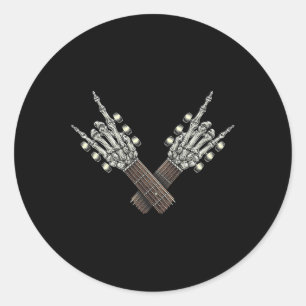 Sticker Rond Rocher Sur La Guitare Cou Rock Et Rouler Halloween