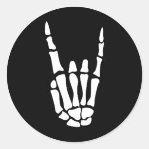 Sticker Rond Rocher sur squelette Signe main - Hallowee minimal