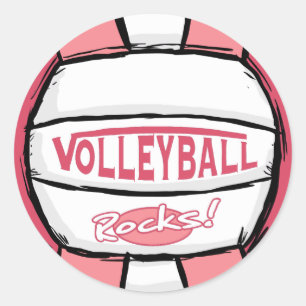 Sticker Rond Rochers de volley-ball rose