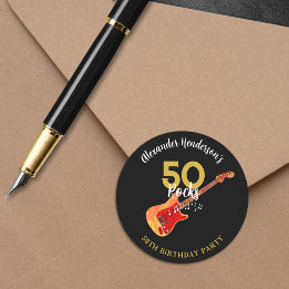 Sticker Rond Rock and Roll 50e fête d'anniversaire