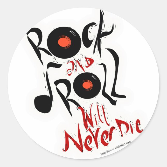 Sticker Rond Rock and Roll ne mourra jamais ! (Devant)