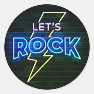Sticker Rond Rock Lightning Bolt 2 Round
