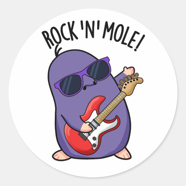 Sticker Rond Rock N Mole Funny Animal Pun (Devant)
