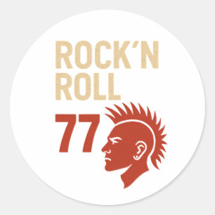 Sticker Rond Rock n Roll 77